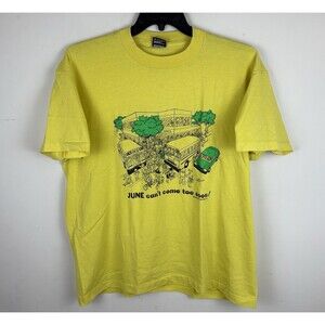 Vintage 90s Single Stitch School Graphic T-Shirt / Yellow / Size XL